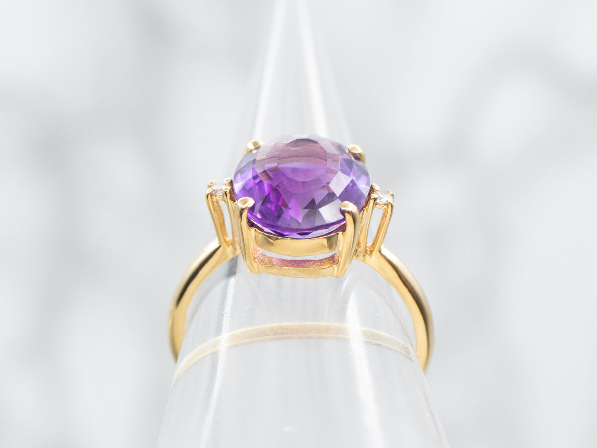 Amethyst and Diamond 18-Karat Gold Ring