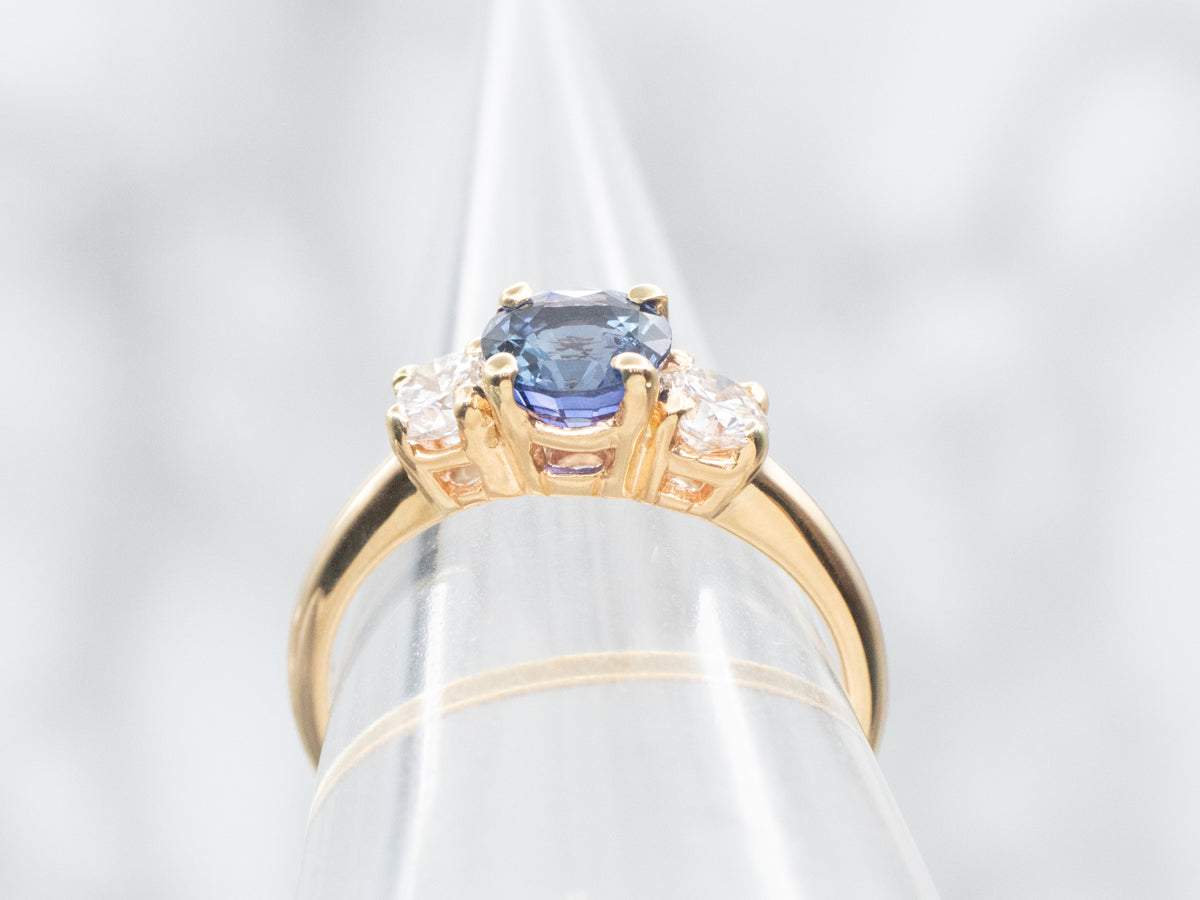 Sapphire and Diamond Three Stone Ring