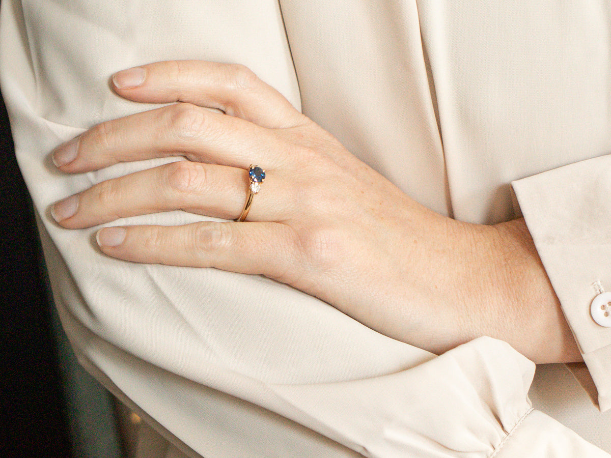 Sapphire and Diamond Three Stone Ring