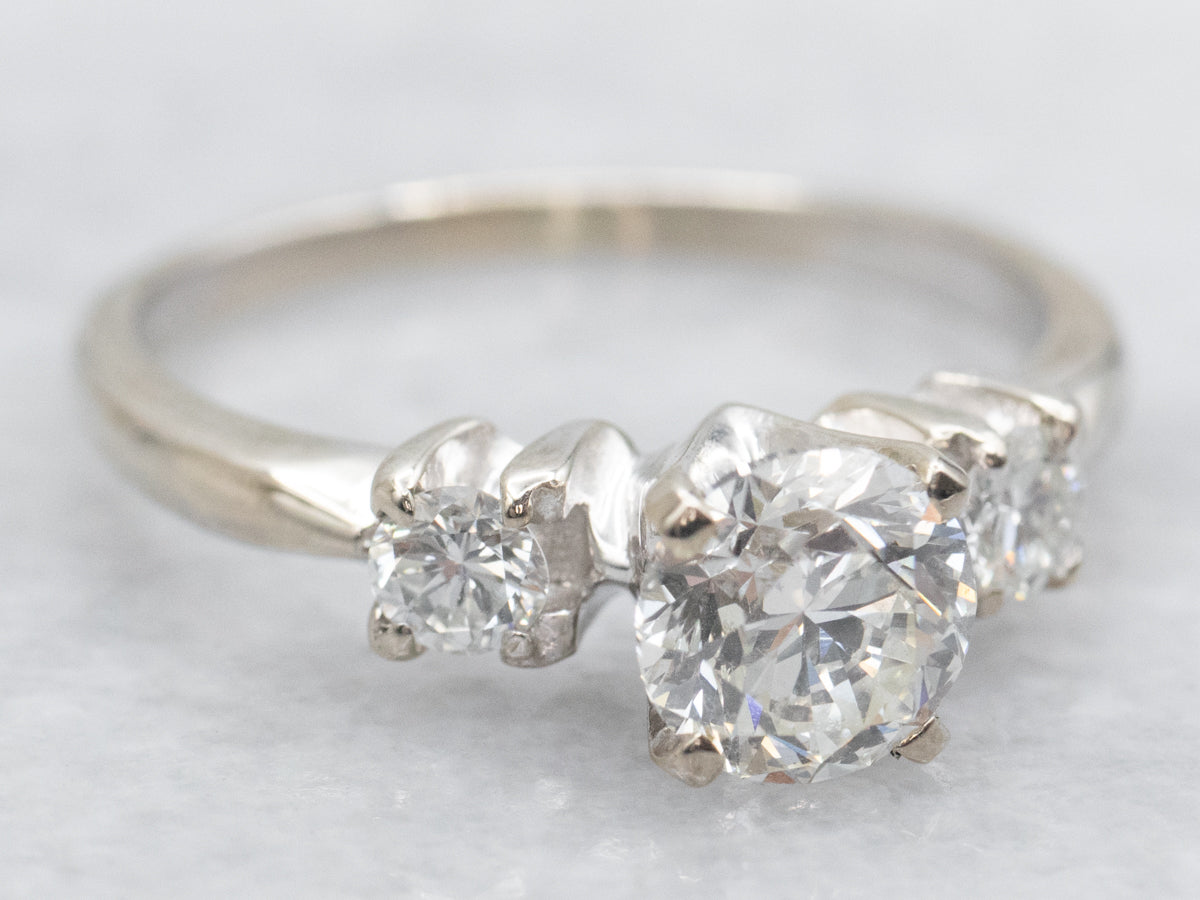 Modern Three Stone Diamond Engagement Ring