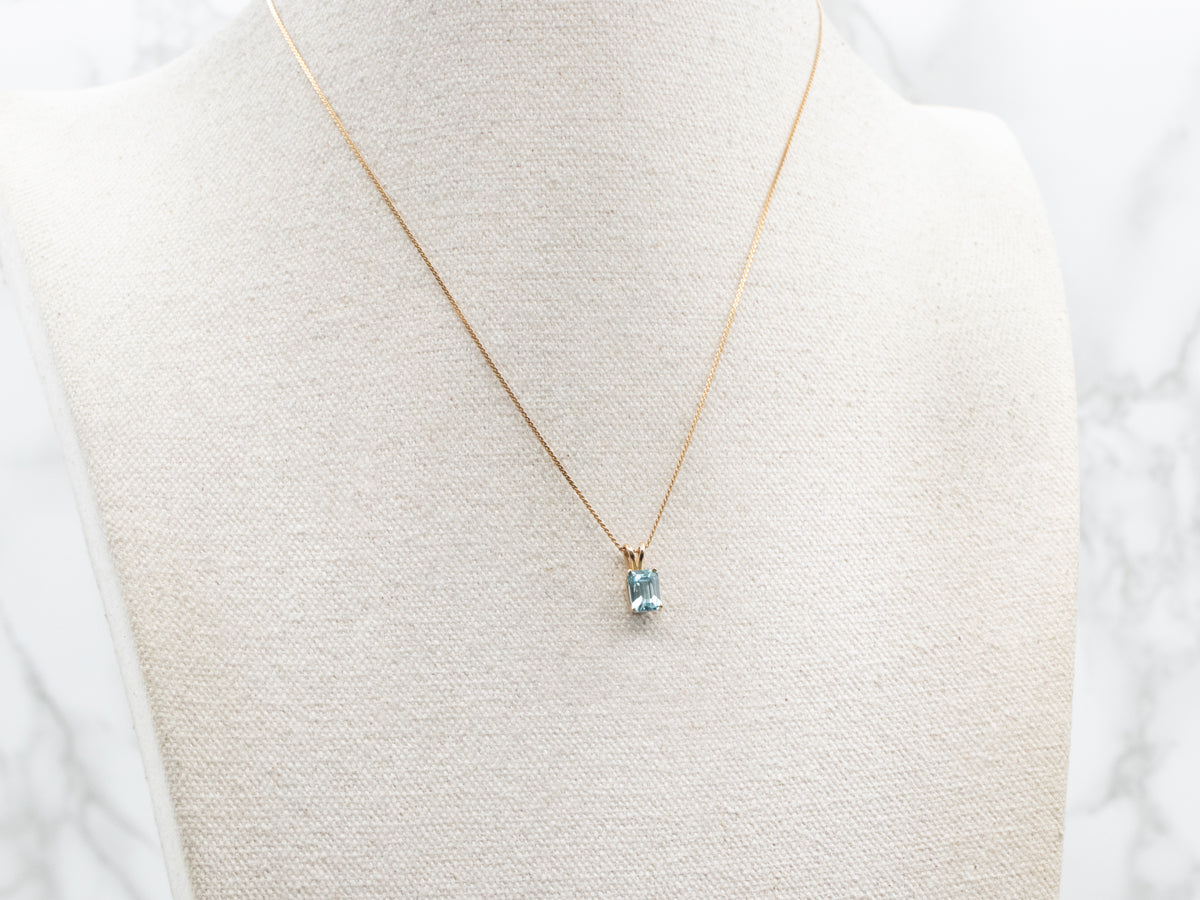 Blue Zircon Solitaire Pendant