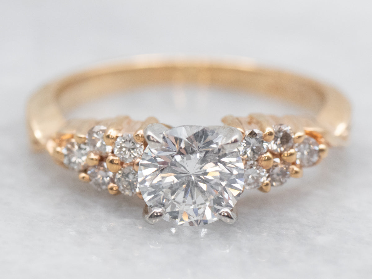 Platinum and Gold Brilliant Diamond Engagement Ring