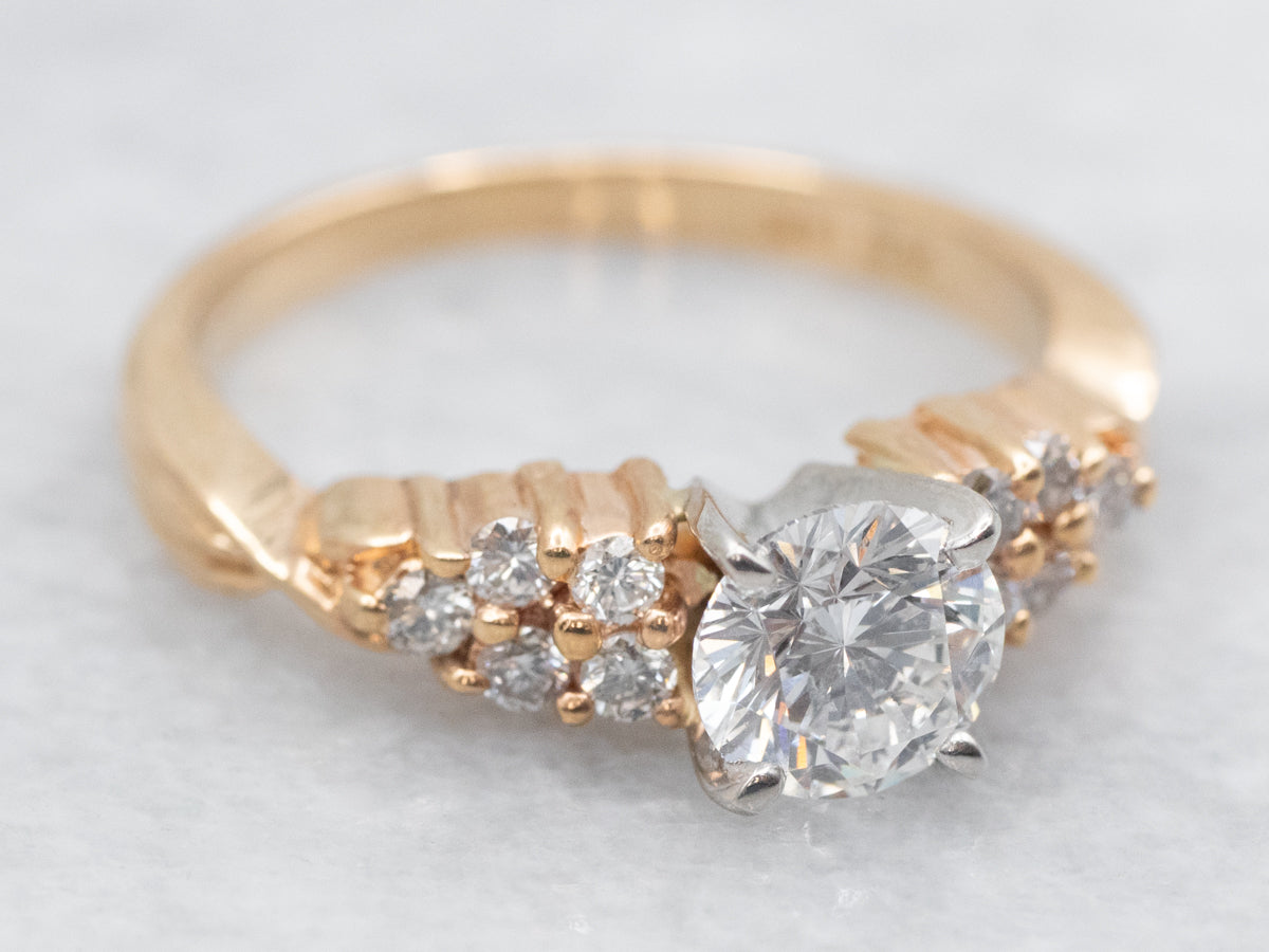 Platinum and Gold Brilliant Diamond Engagement Ring