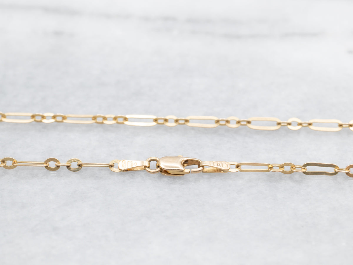 Yellow Gold Paperclip Link Chain with Lobster Clasp