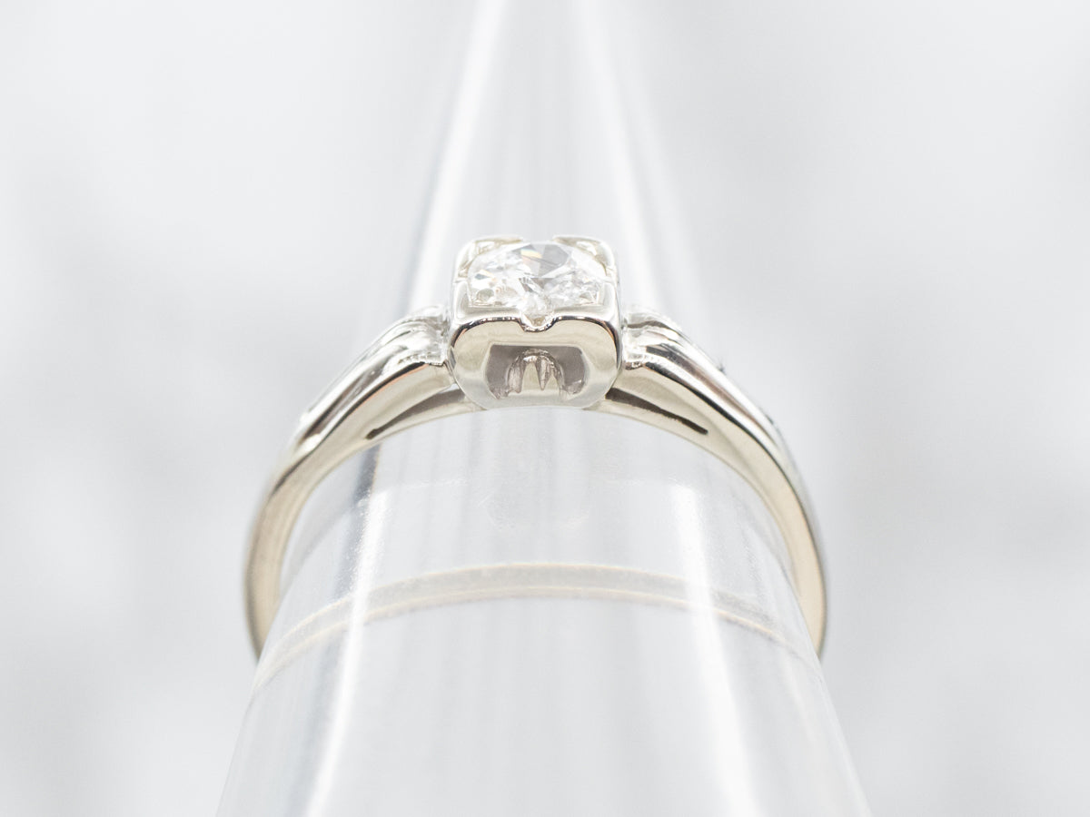 Vinatge White Gold Diamond Solitaire Engagement Ring