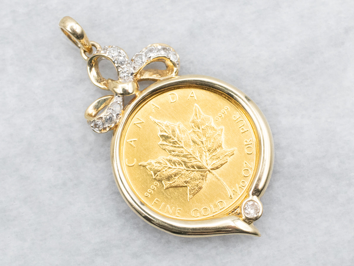 Five Dollar Canadian Coin Pendant with Diamond Accents