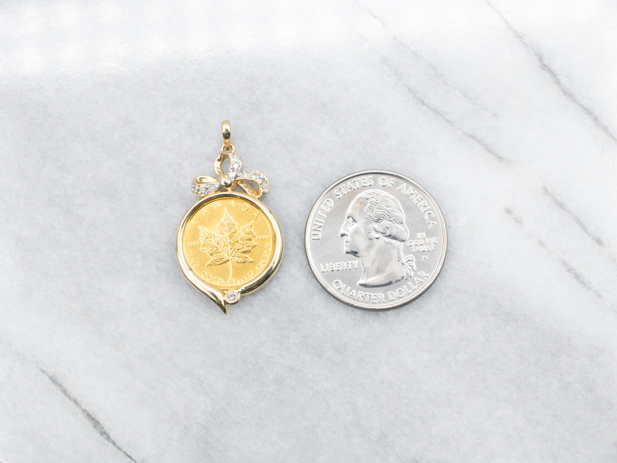 Five Dollar Canadian Coin Pendant with Diamond Accents