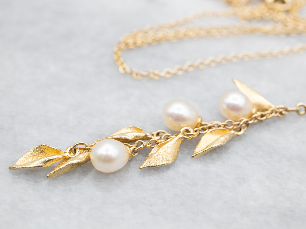 Botanical Pearl Dangle Necklace