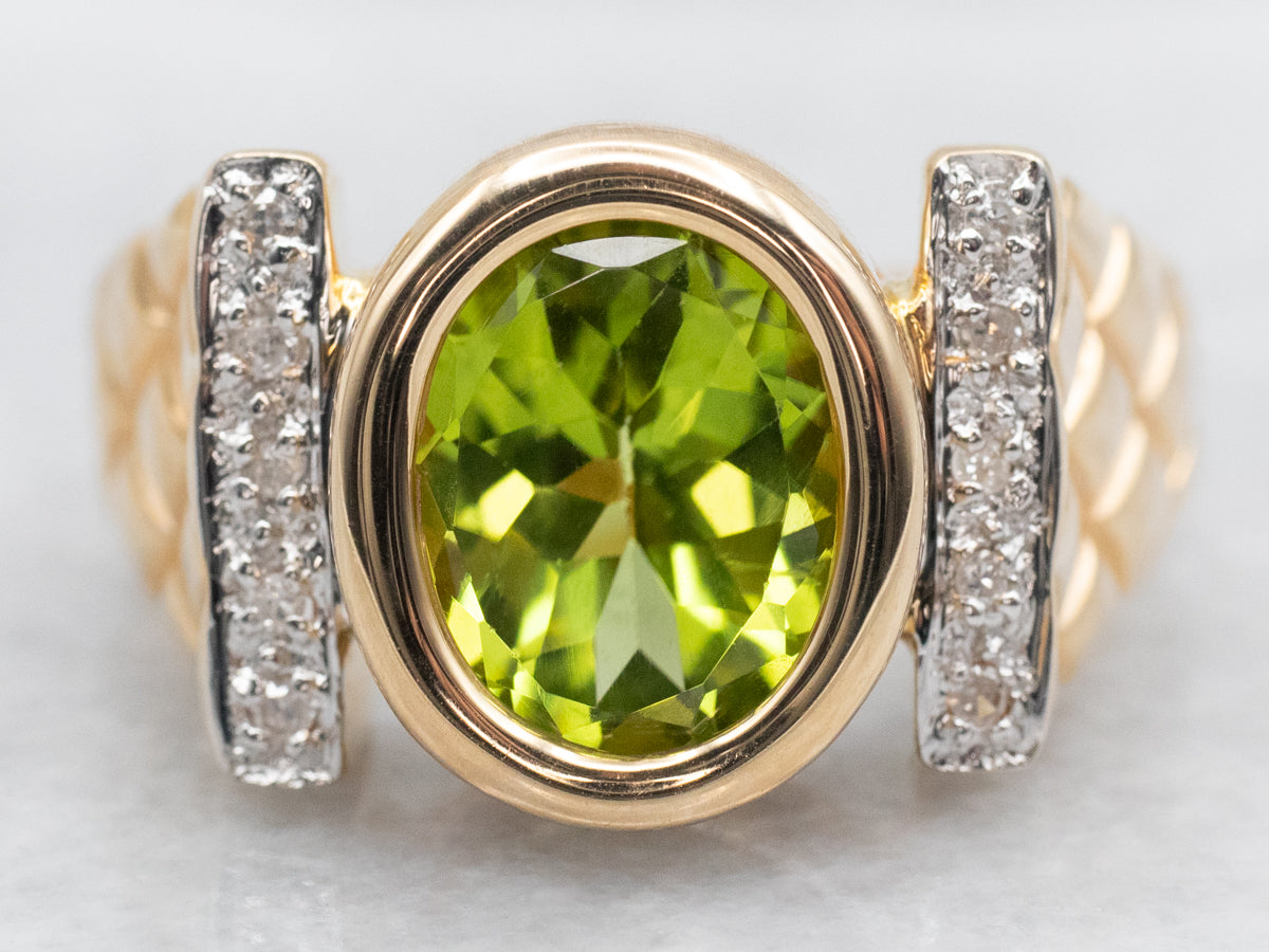 Peridot and Diamond Ring