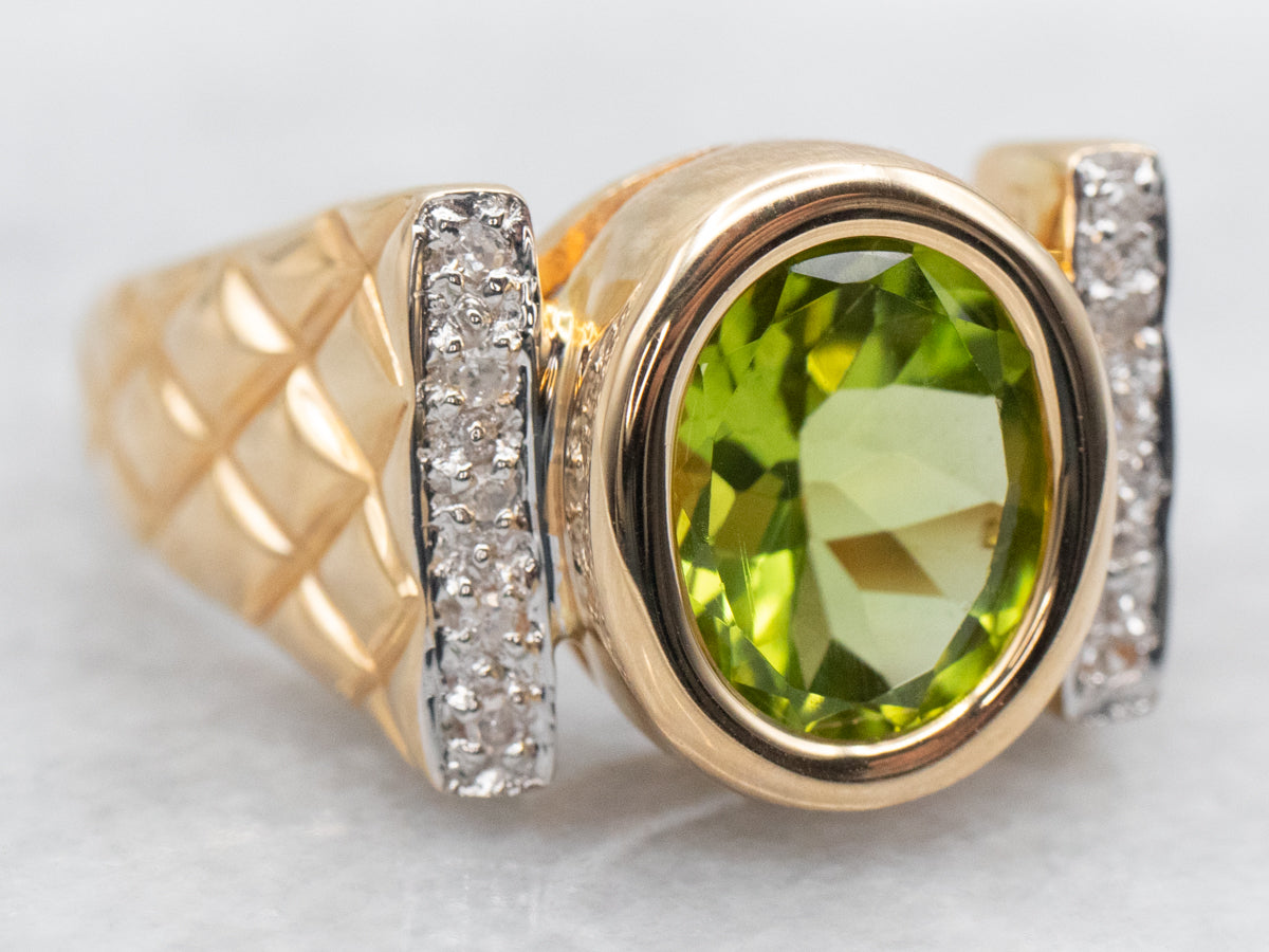 Peridot and Diamond Ring