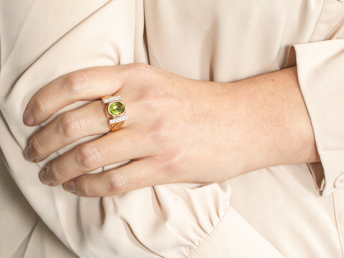 Peridot and Diamond Ring