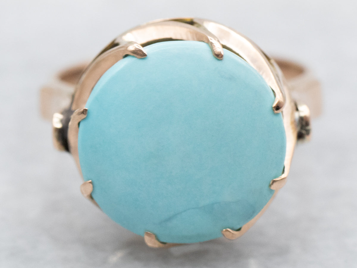 Round Cut Turquoise Solitaire Ring