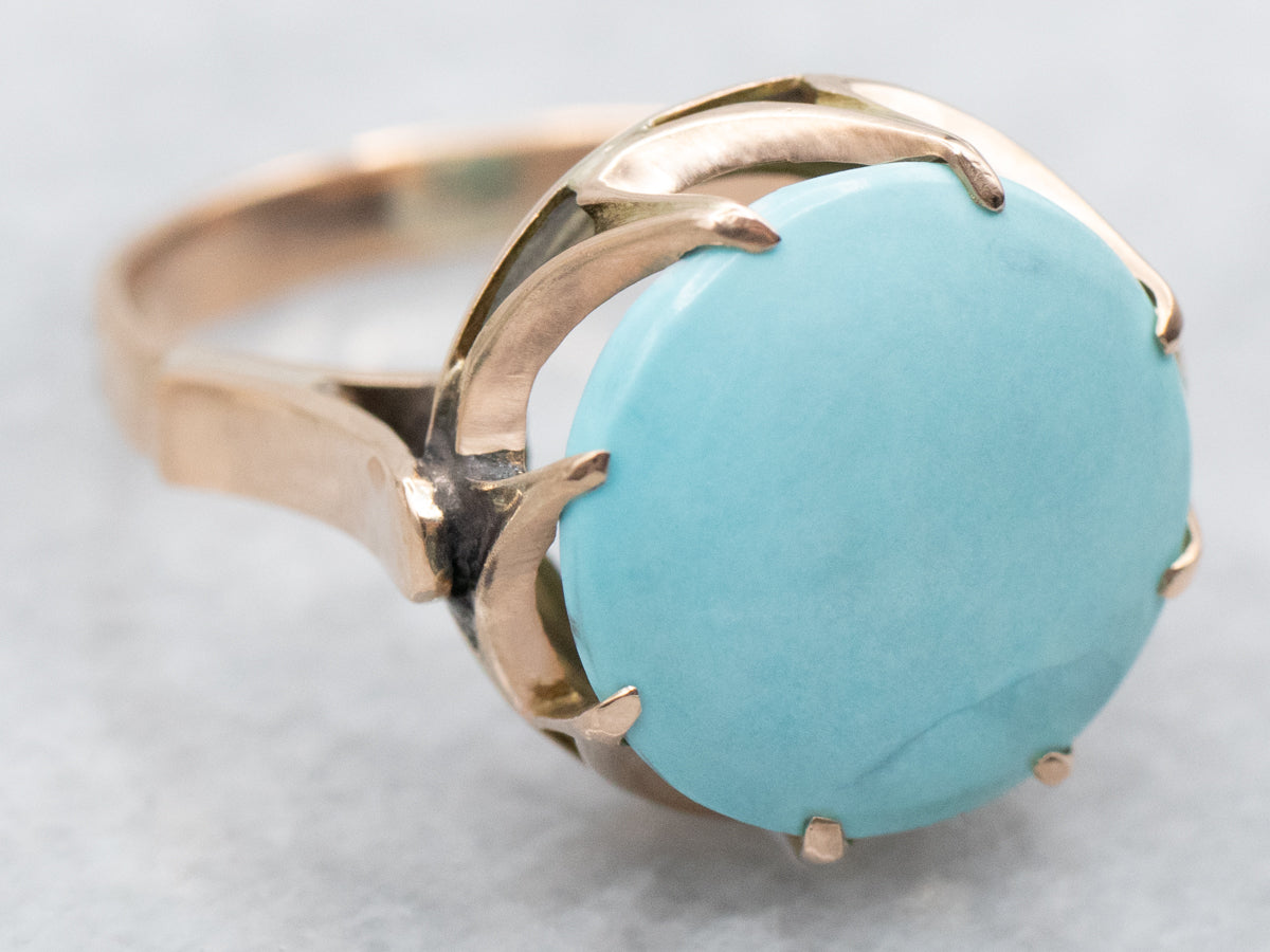 Round Cut Turquoise Solitaire Ring