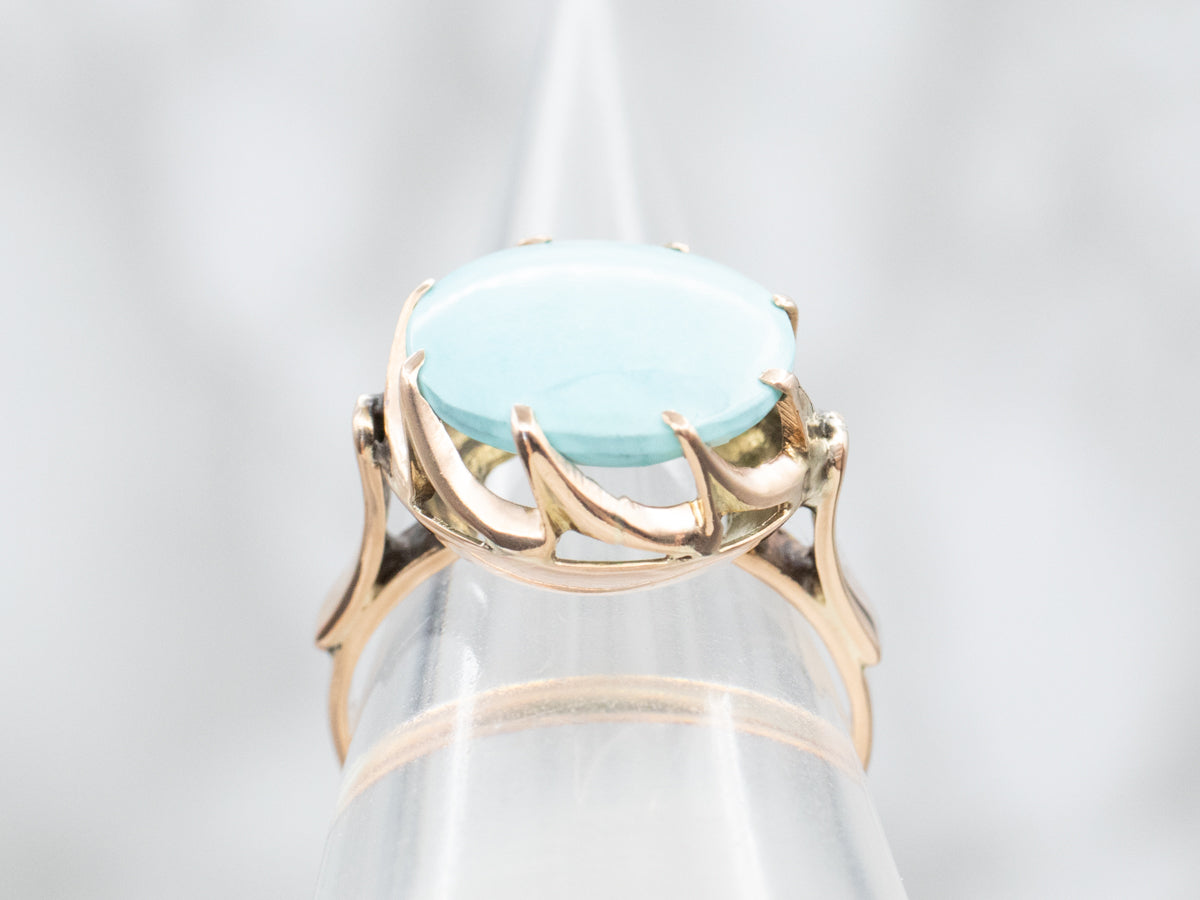 Round Cut Turquoise Solitaire Ring