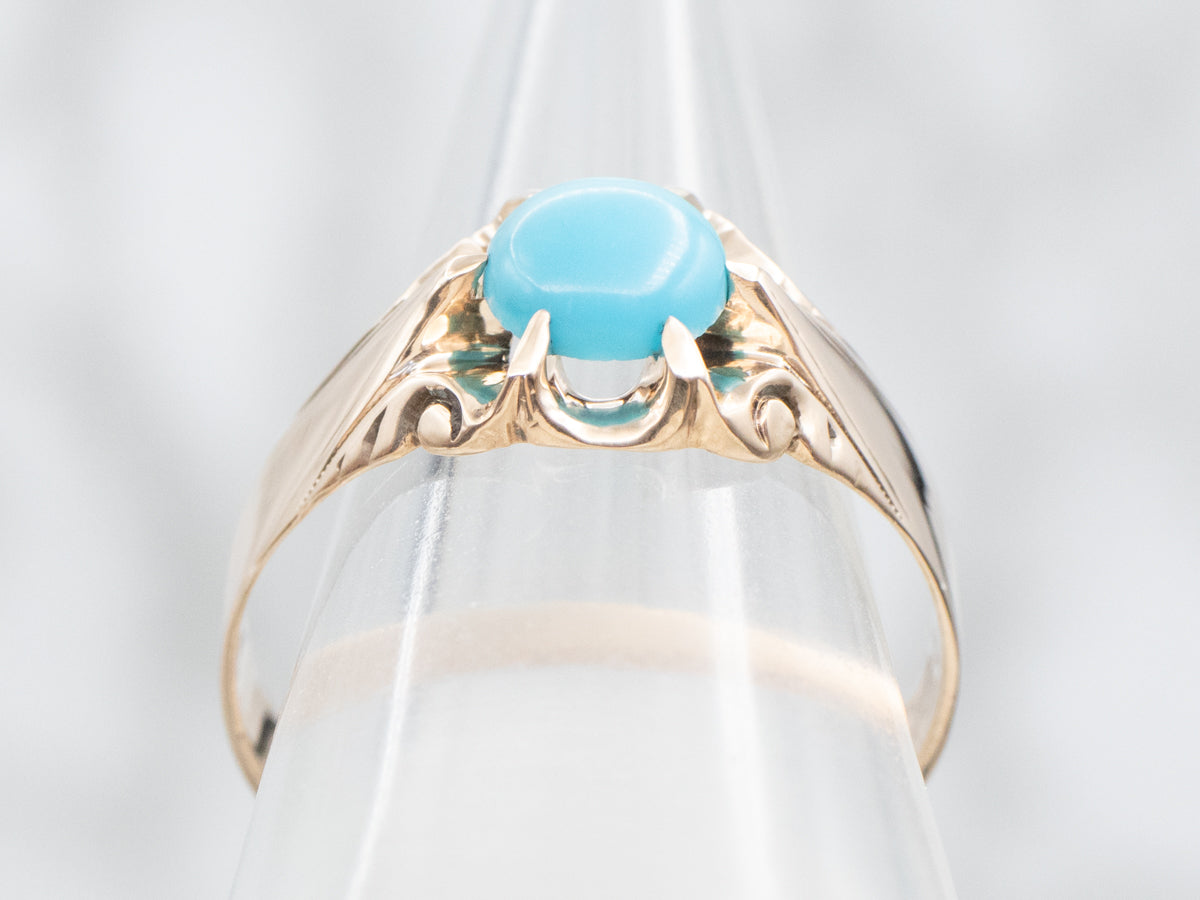 Vintage Belcher Set Turquoise Solitaire Ring