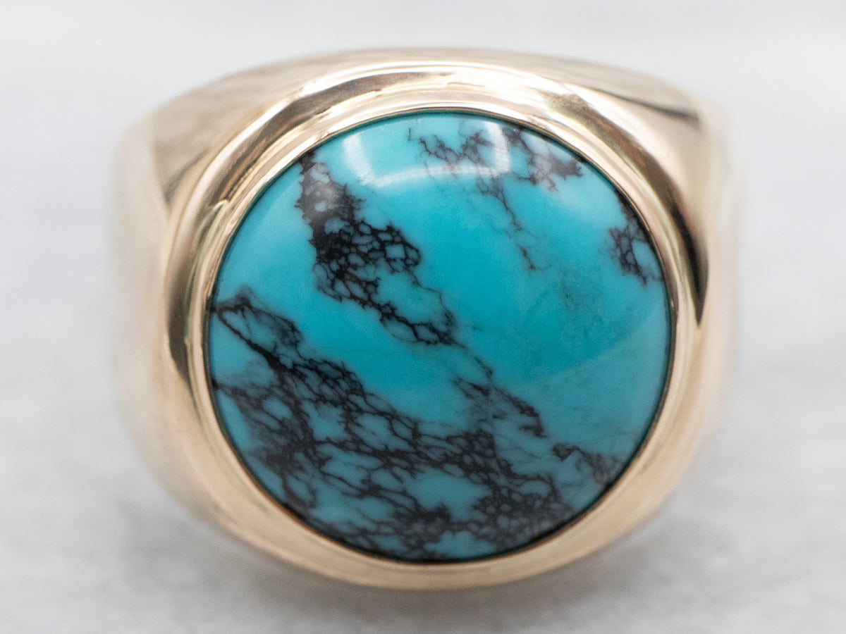 Yellow Gold Turquoise Solitaire Ring