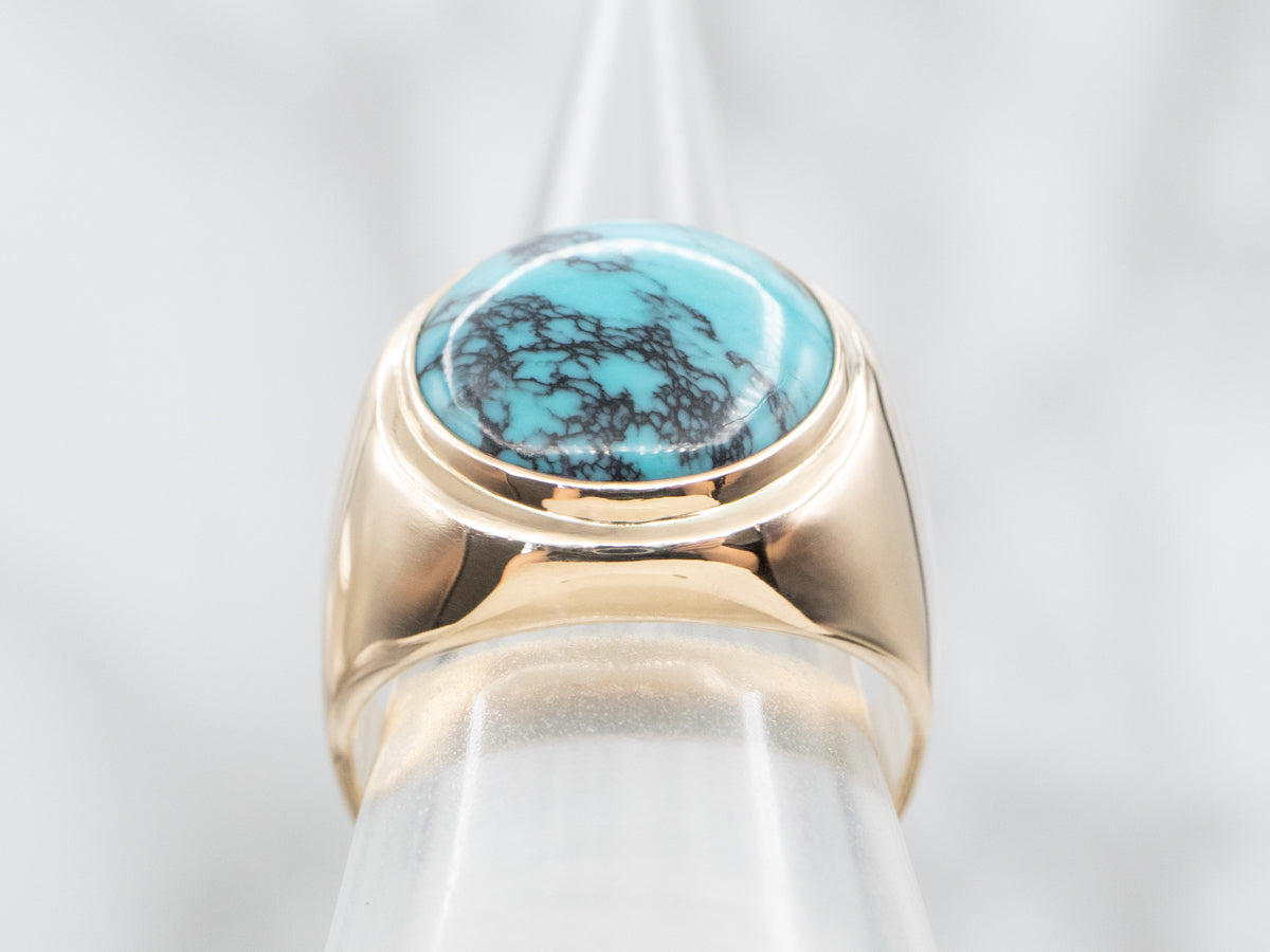 Yellow Gold Turquoise Solitaire Ring