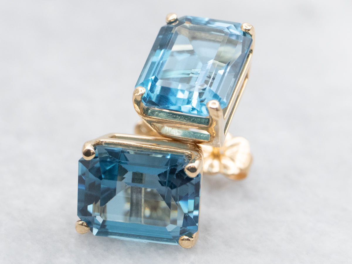 Vibrant Blue Topaz Stud Earrings