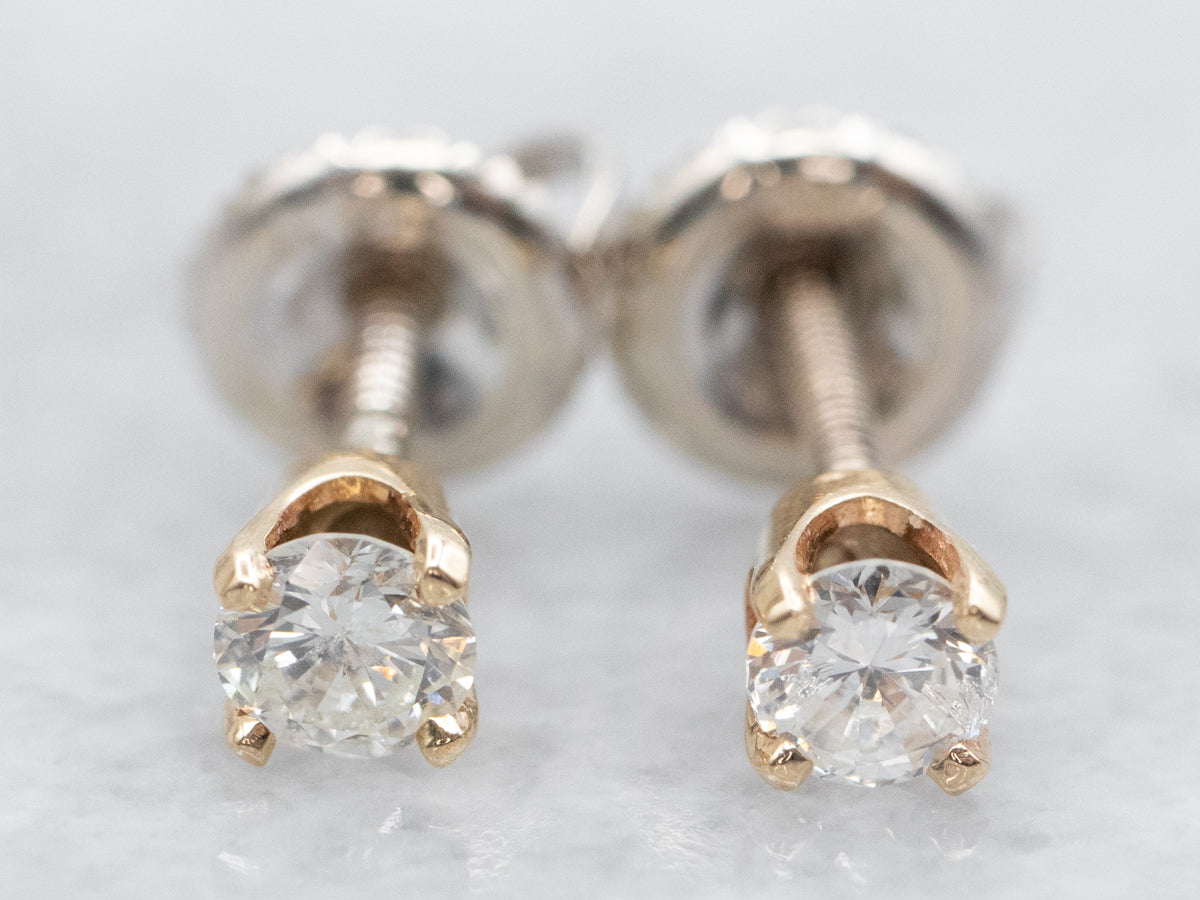 Two Tone Diamond Stud Earrings