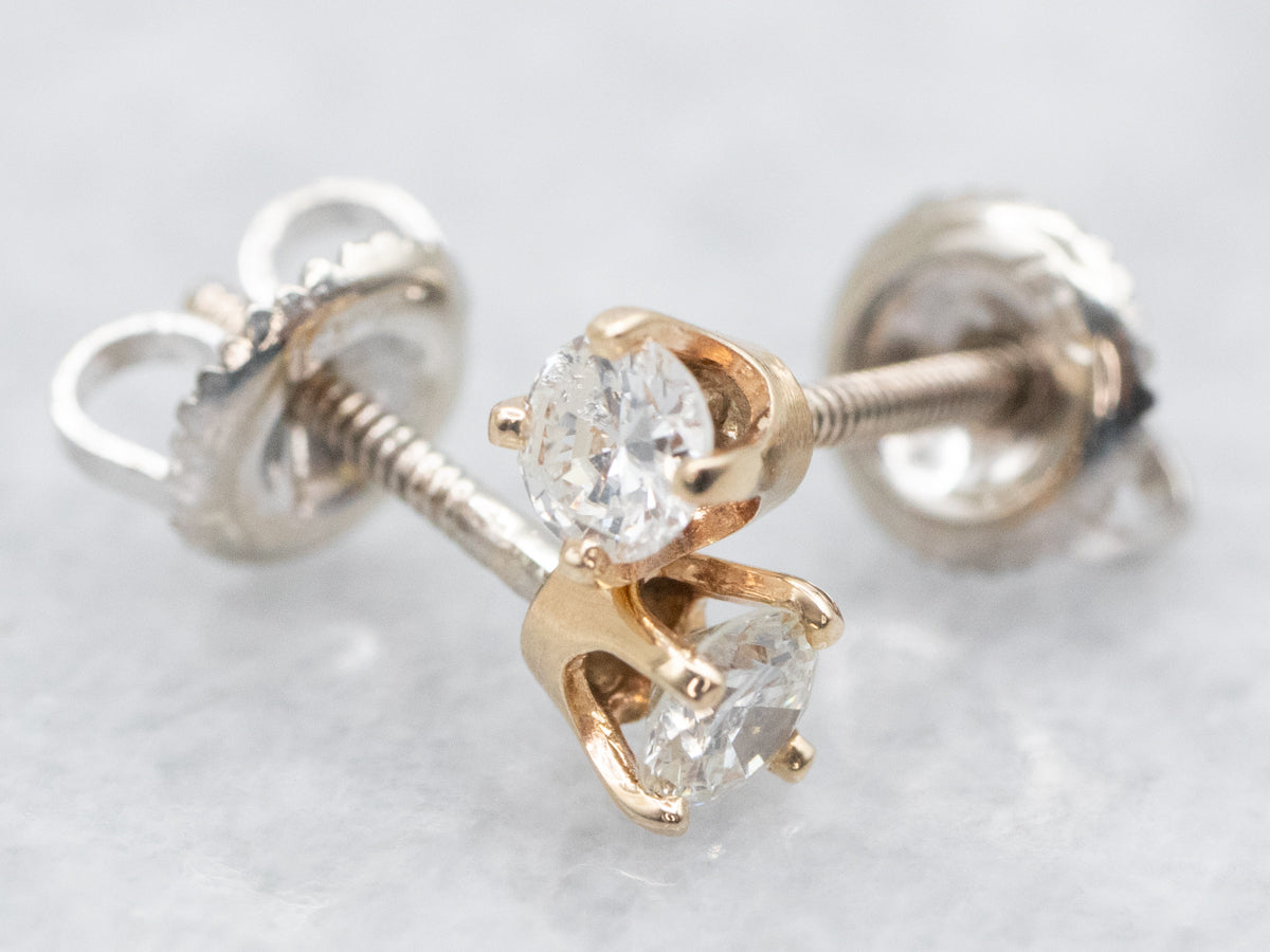 Two Tone Diamond Stud Earrings