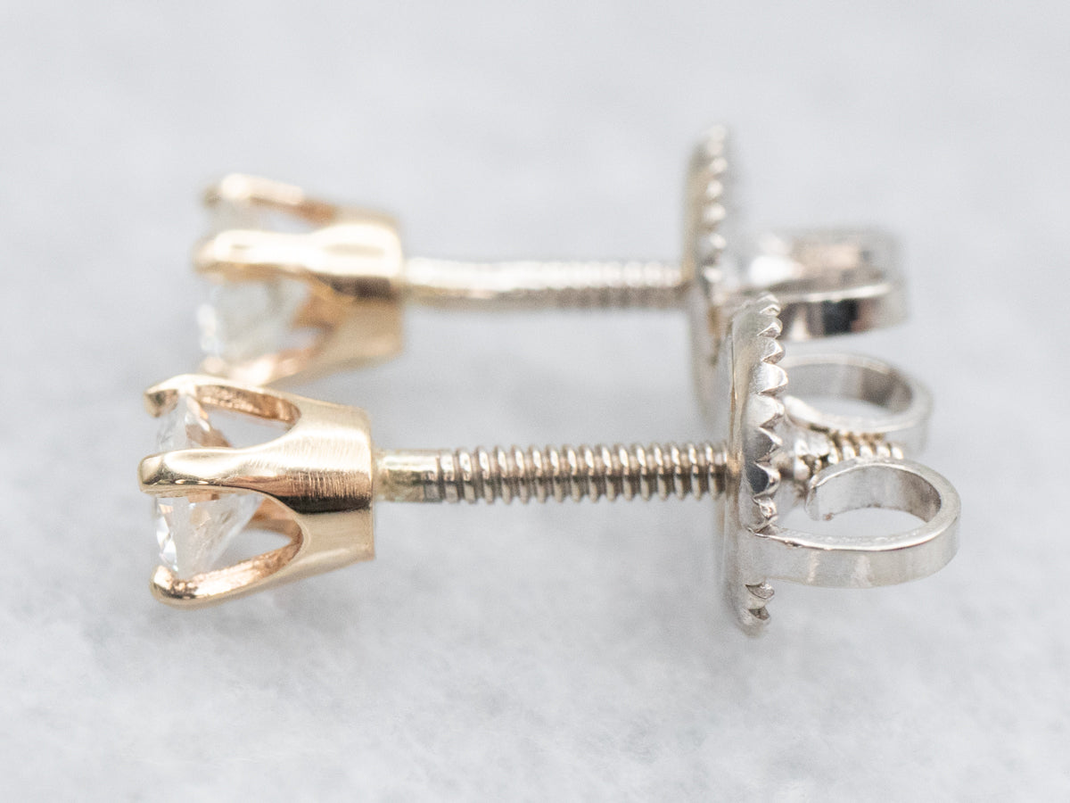 Two Tone Diamond Stud Earrings