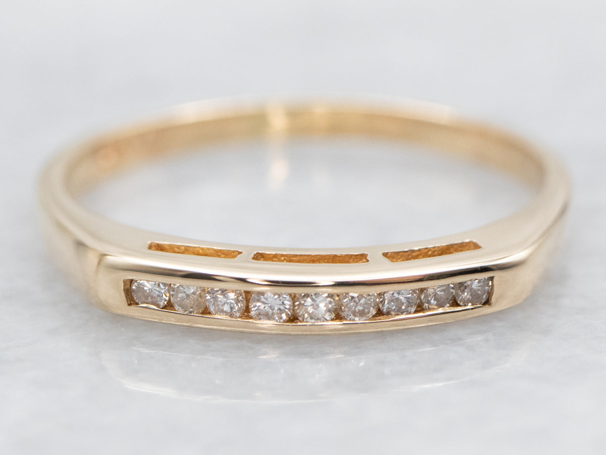 Thin Gold Channel Set Diamond Wedding Band