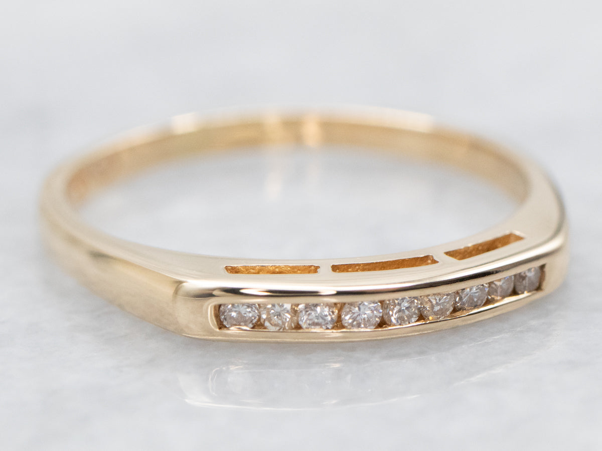 Thin Gold Channel Set Diamond Wedding Band