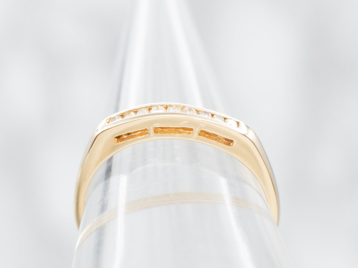 Thin Gold Channel Set Diamond Wedding Band