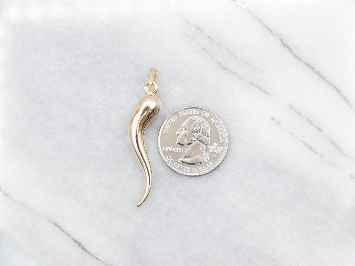 Yellow Gold Italian Horn Pendant