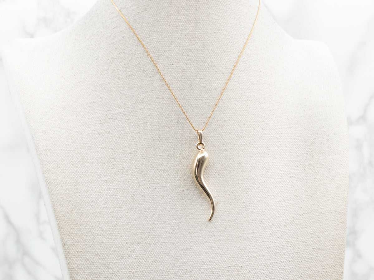 Yellow Gold Italian Horn Pendant