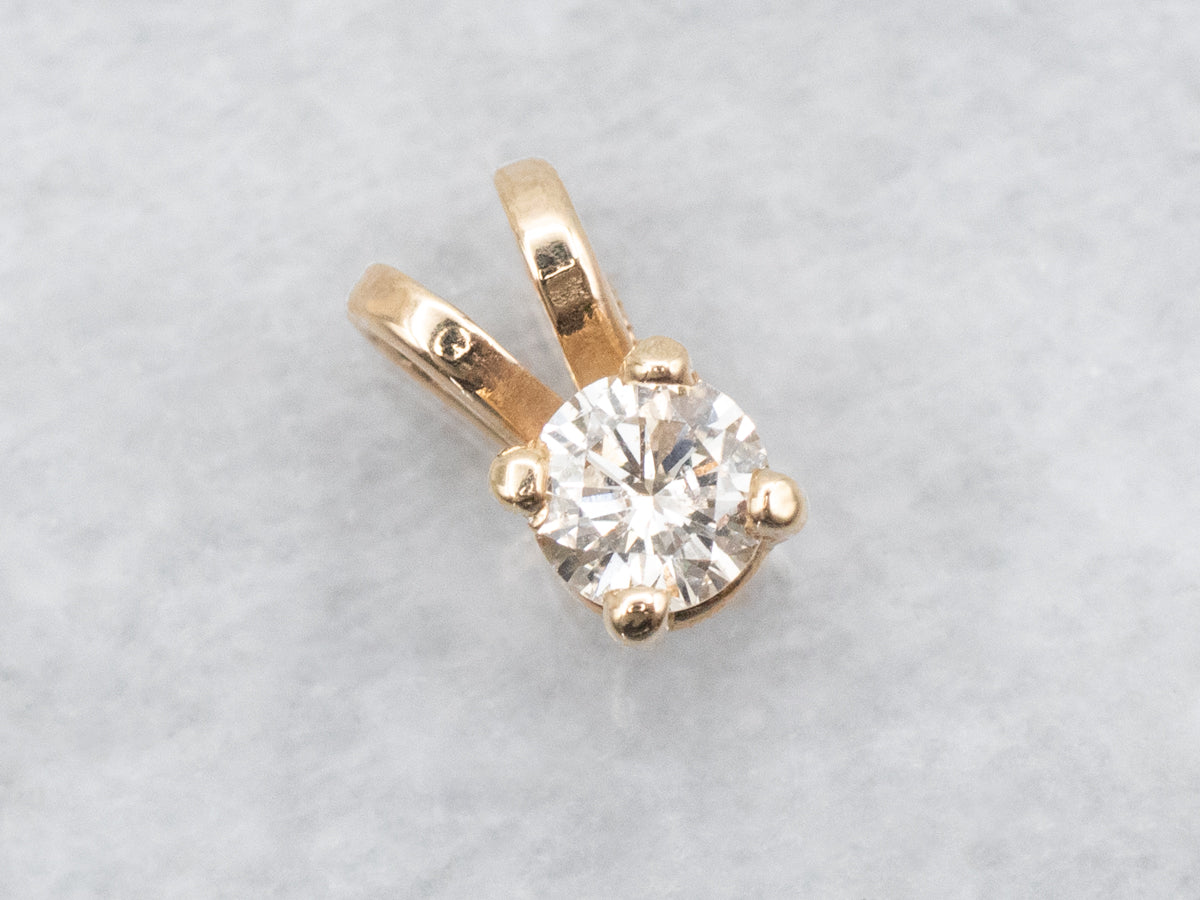 Yellow Gold Diamond Solitaire Pendant