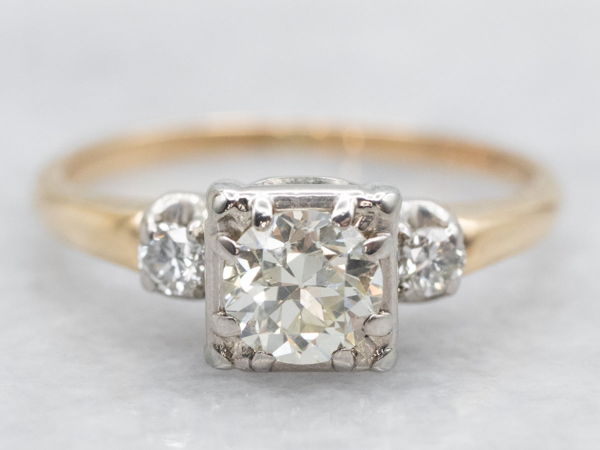 Retro Era European Cut Diamond Engagement Ring