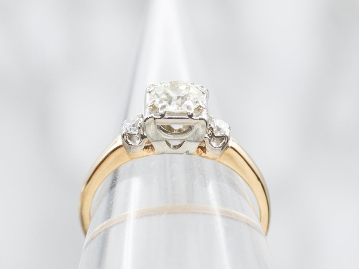 Retro Era European Cut Diamond Engagement Ring