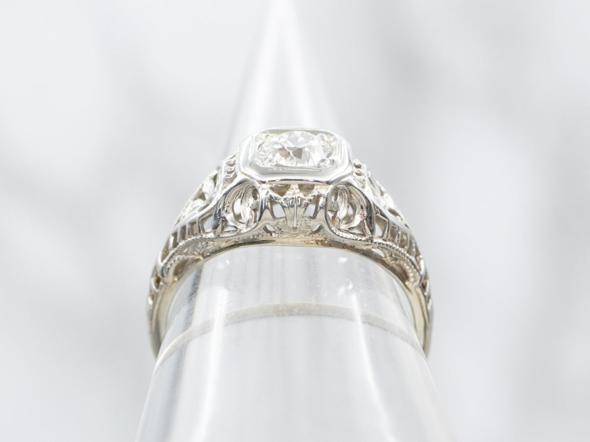 Art Deco Diamond Solitaire Engagement Ring