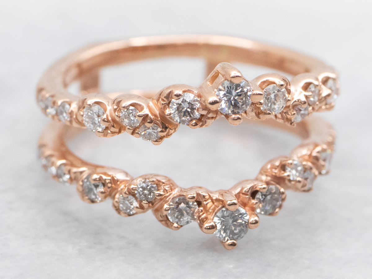 Modern Rose Gold Diamond Solitaire Enhancer Wedding Band