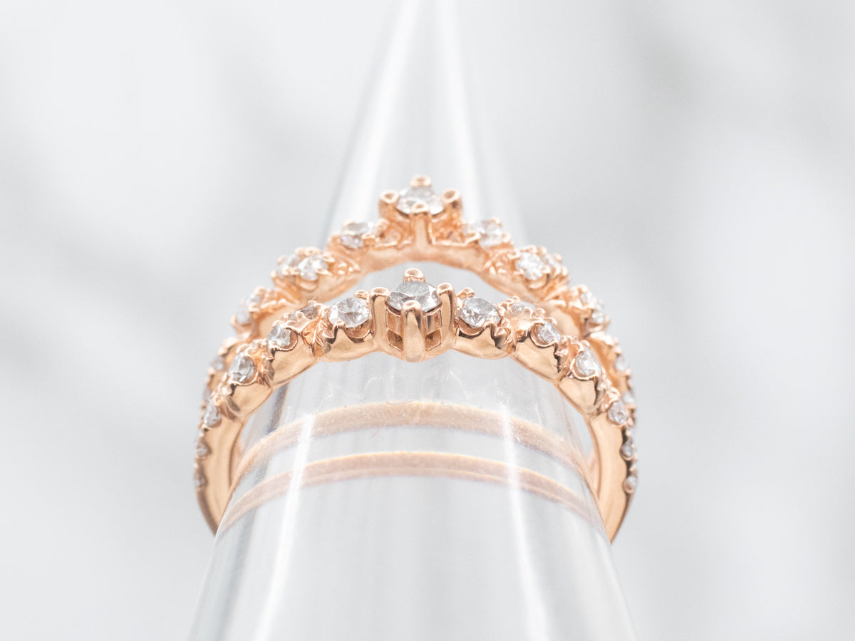 Modern Rose Gold Diamond Solitaire Enhancer Wedding Band