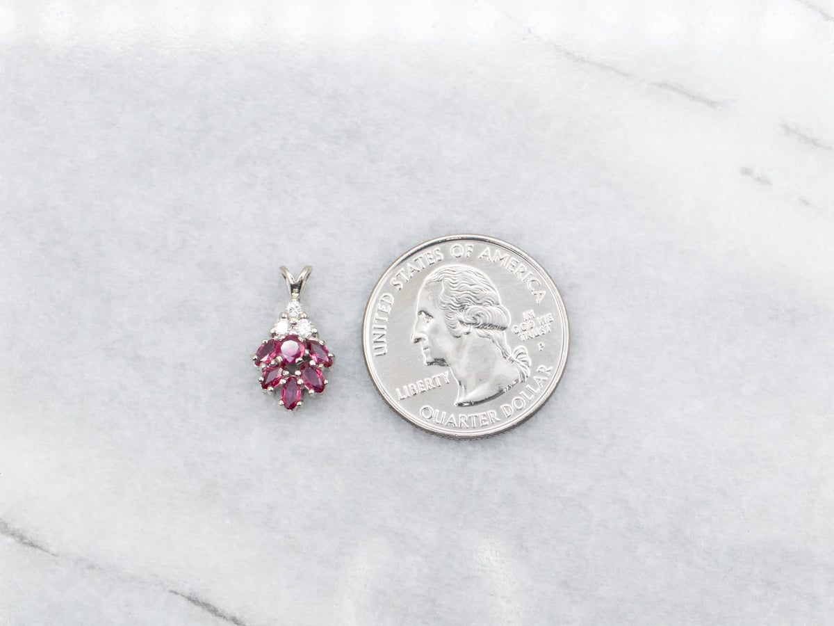 Ruby and Diamond Cluster Pendant