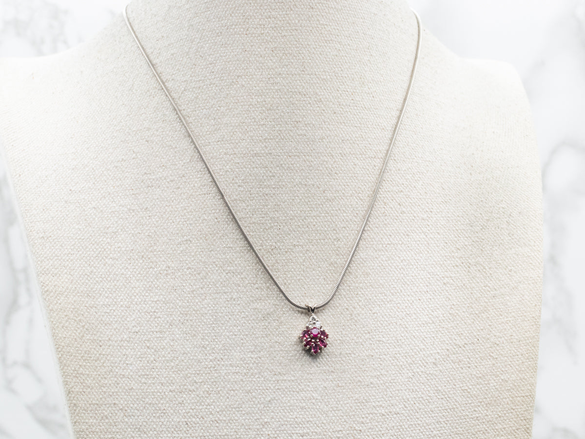 Ruby and Diamond Cluster Pendant