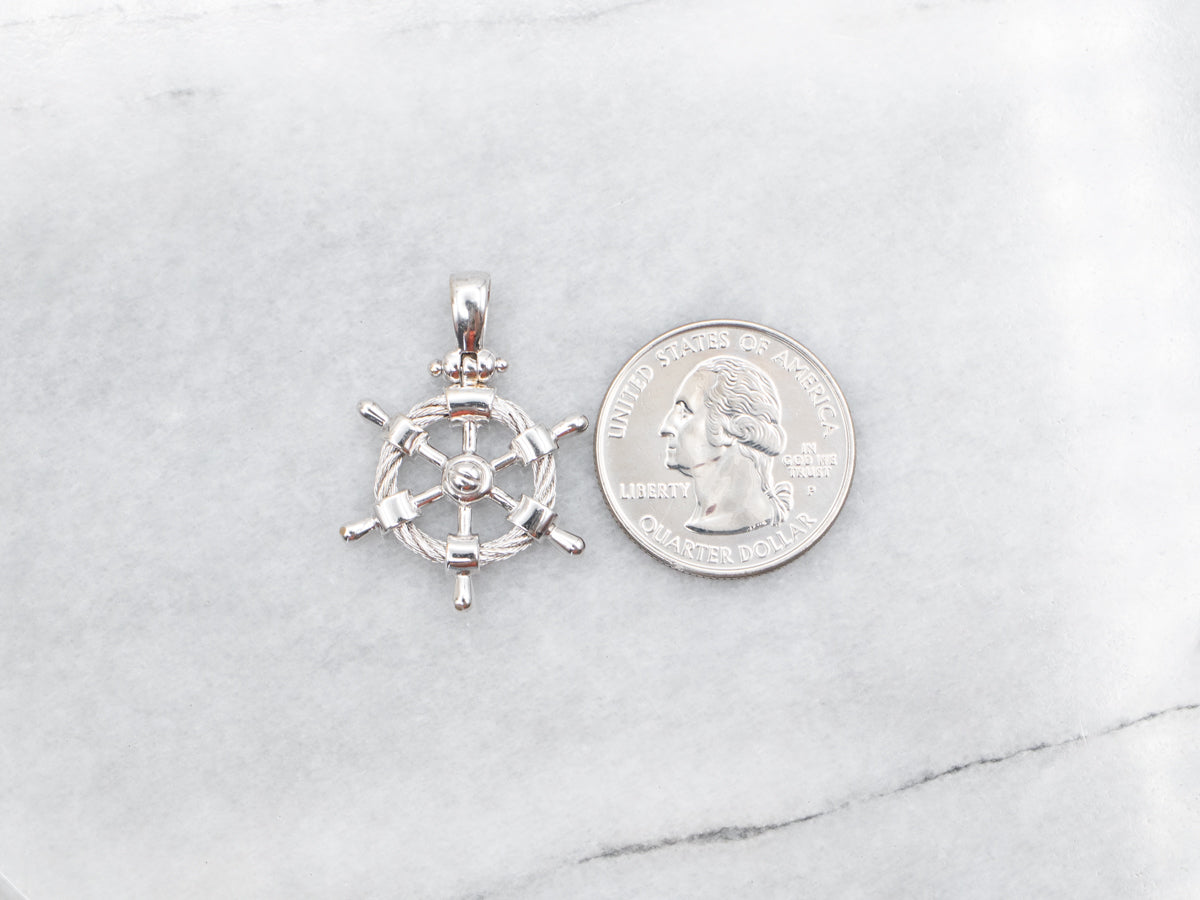 18K White Gold Captain's Wheel Pendant