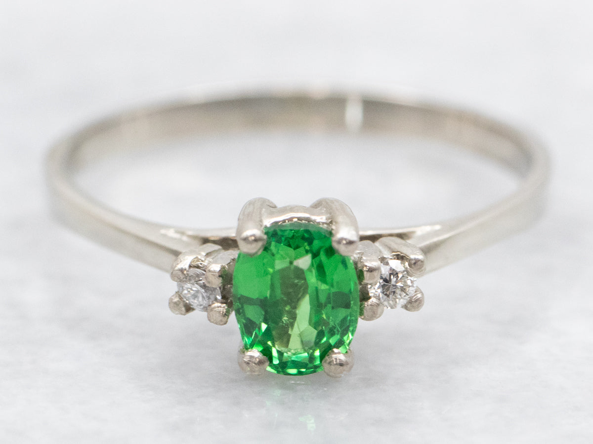 Tsavorite Garnet and Diamond Ring