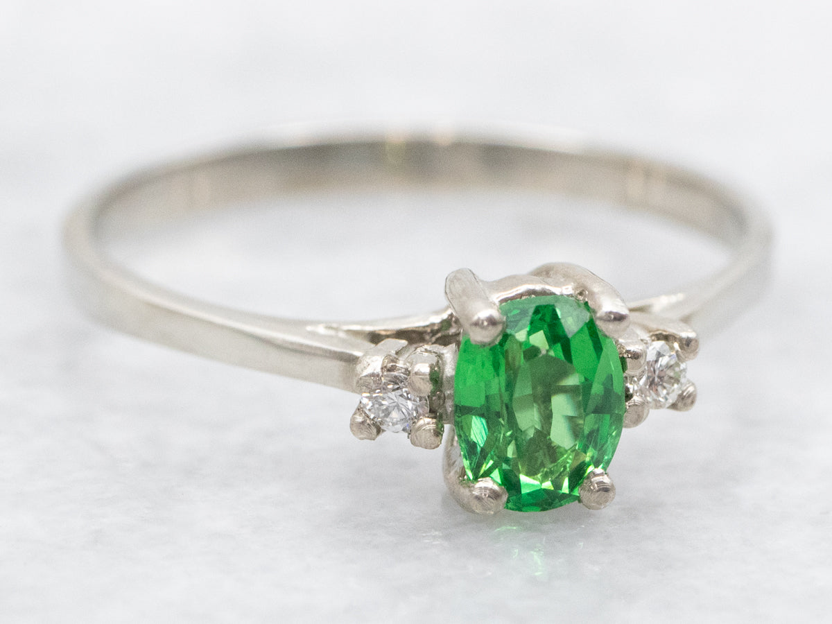 Tsavorite Garnet and Diamond Ring