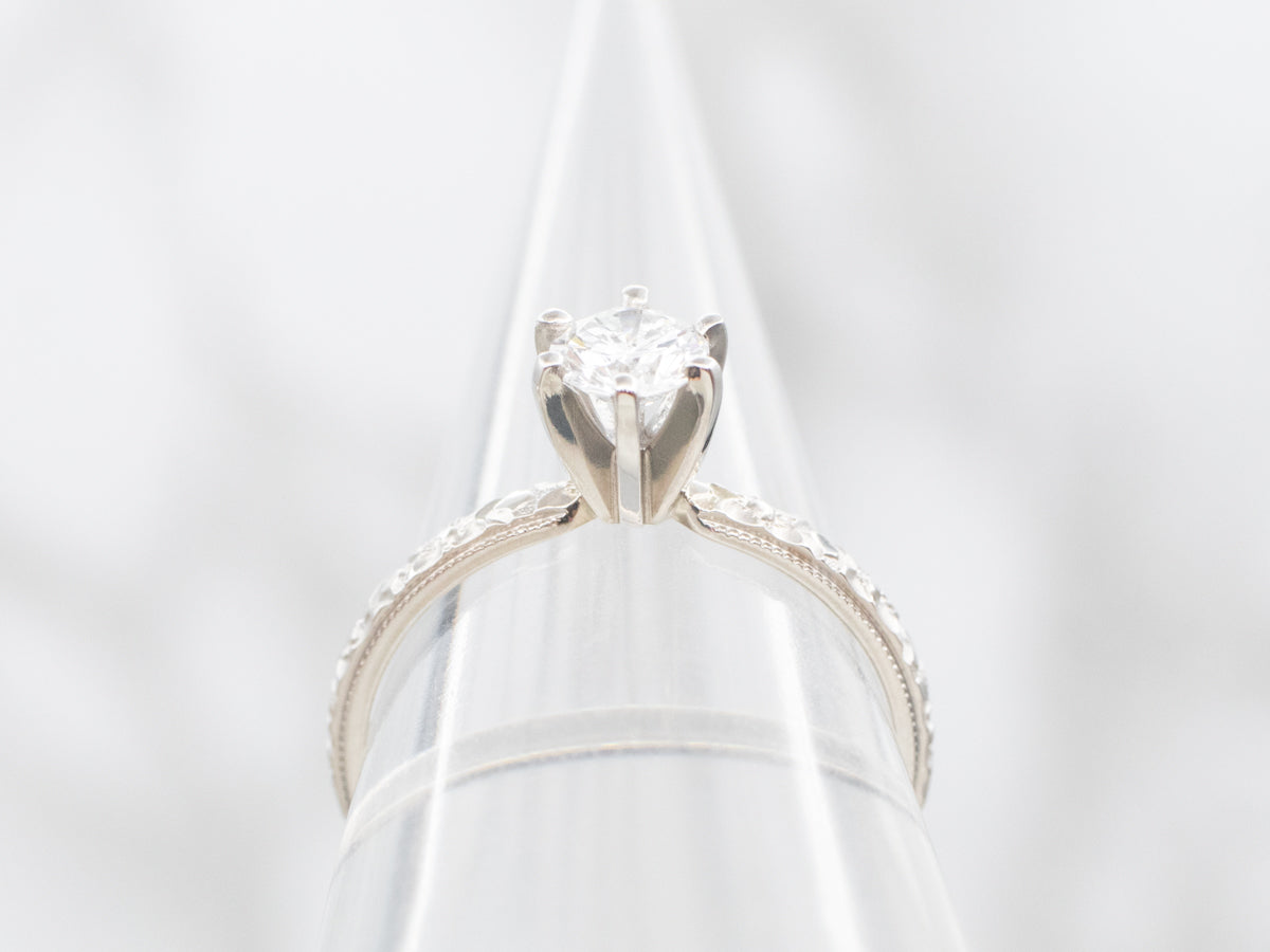 Forget Me Not Platinum and Diamond Solitaire Engagement Ring