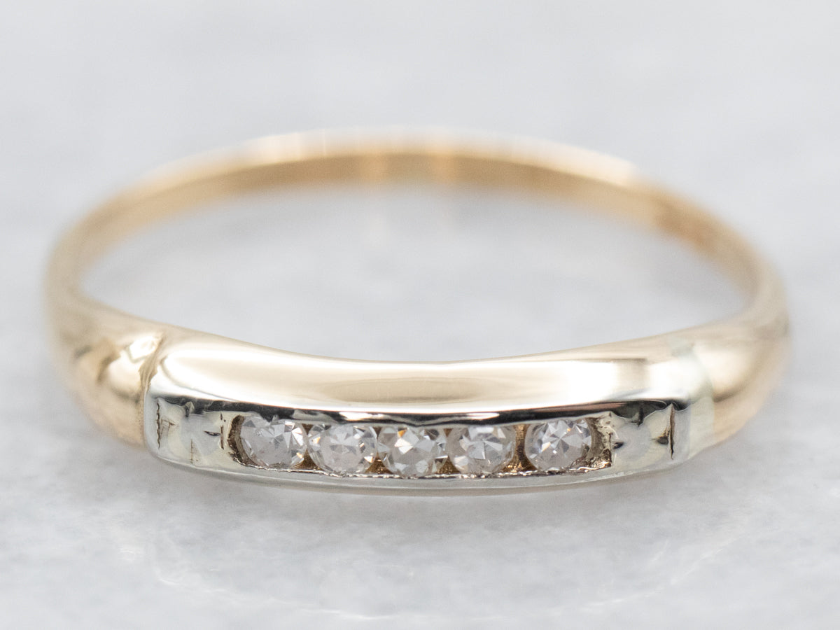 Two Tone Channel Set Diamond Wedding Band