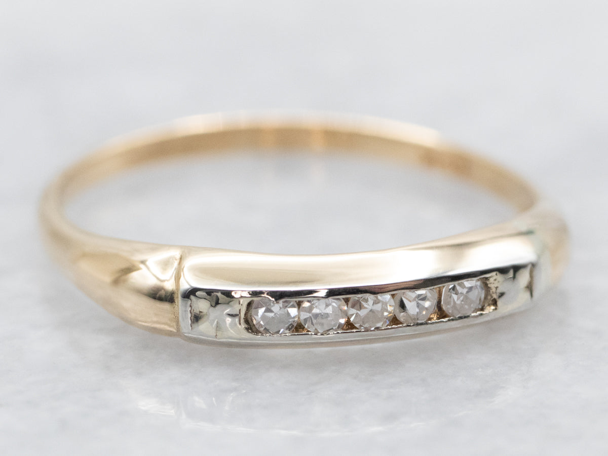 Two Tone Channel Set Diamond Wedding Band