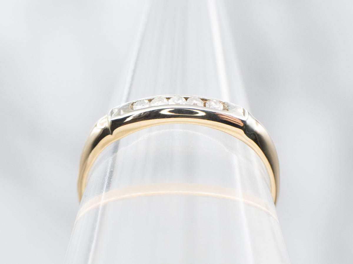 Two Tone Channel Set Diamond Wedding Band