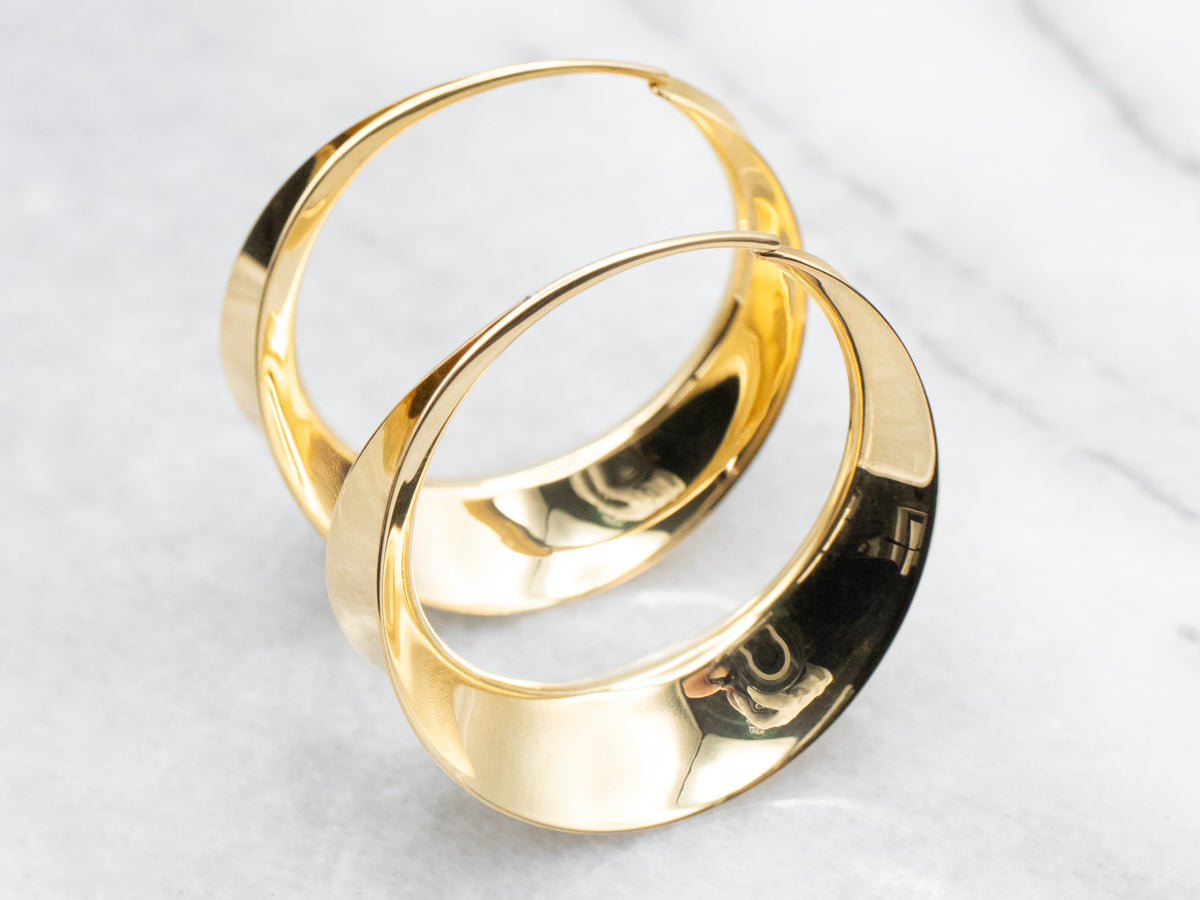 Gold Concave Hoop Earrings