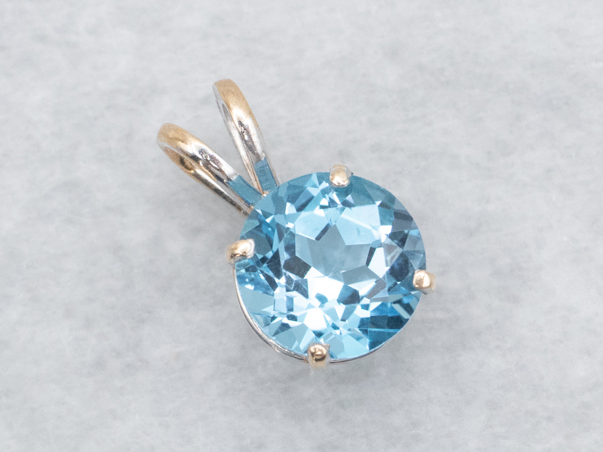 Blue Topaz Solitaire Pendant