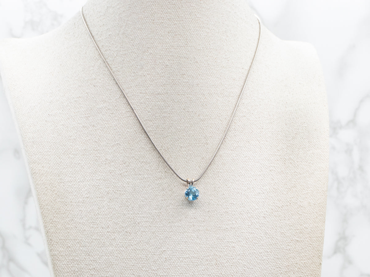 Blue Topaz Solitaire Pendant