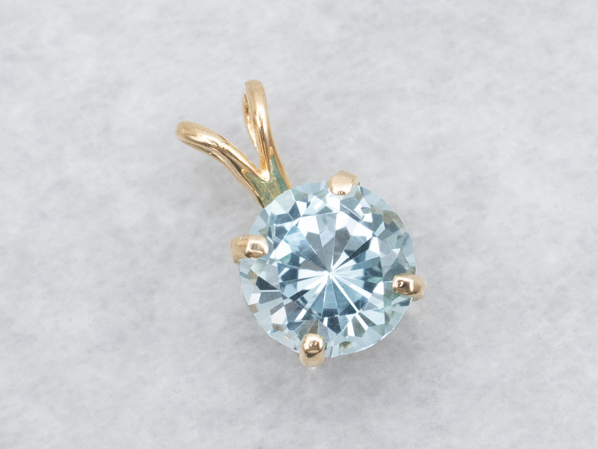 Blue Topaz Solitaire Pendant