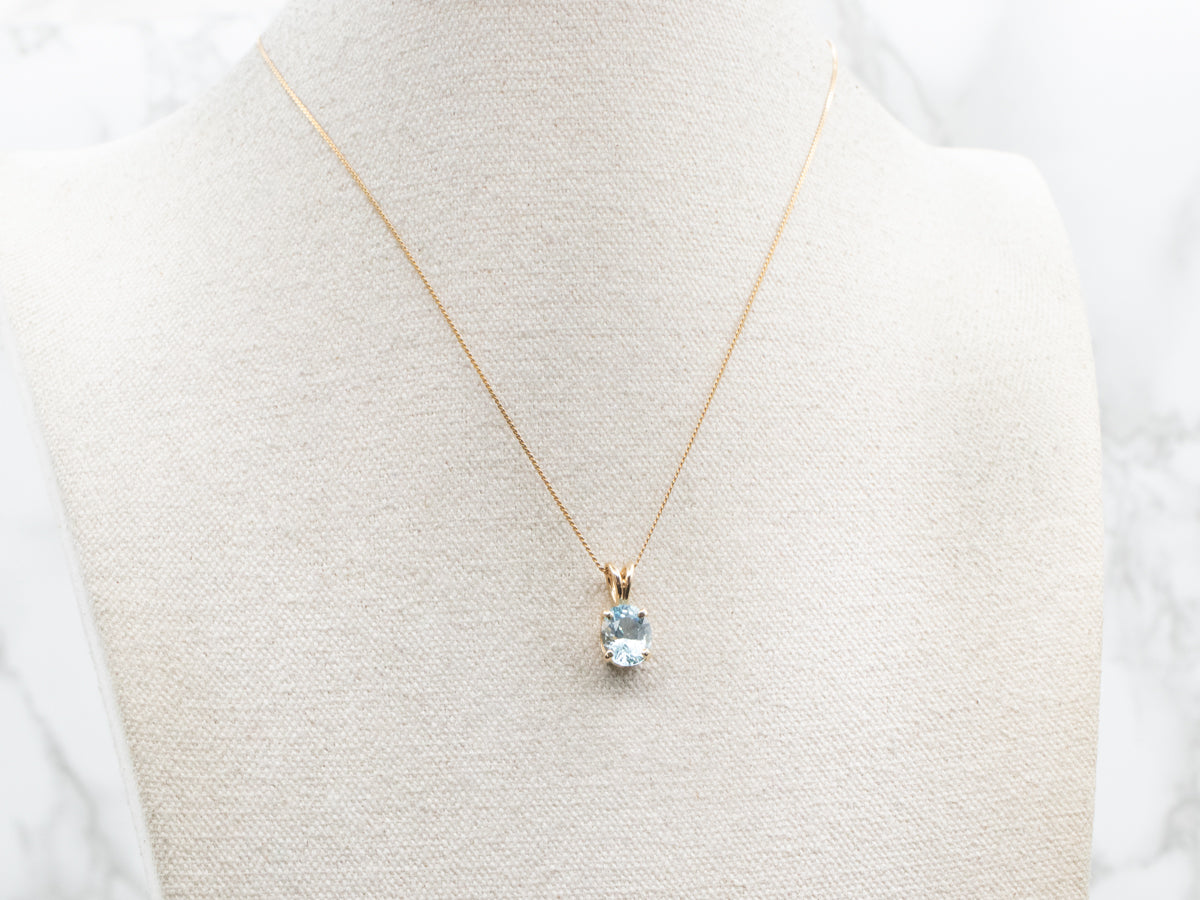 Blue Topaz Solitaire Pendant